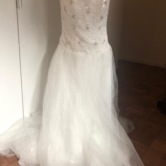 David’s Bridal Jewel Wedding Dress Sz 10 - Picture 6 of 15